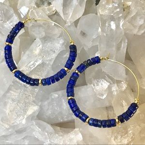 ✨Gorgeous Lapis Lazuli Hoop Earrings✨